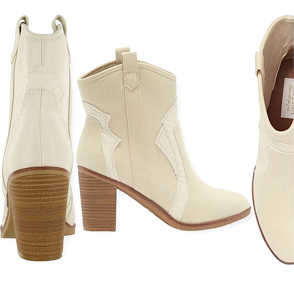 Western Ankle Booties Ivory Cream Suede Cowboy Boots by Altar'D State